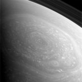 Saturn's north polar hexagon and rings (raw image)