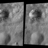 Cornelia crater, Vesta, in stereo (crossed-eye stereo)