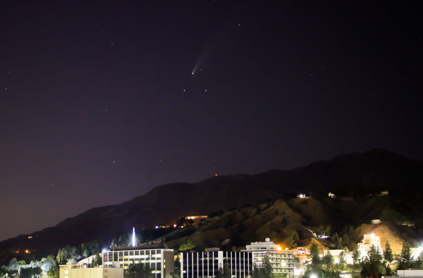 Comet NEOWISE over JPL