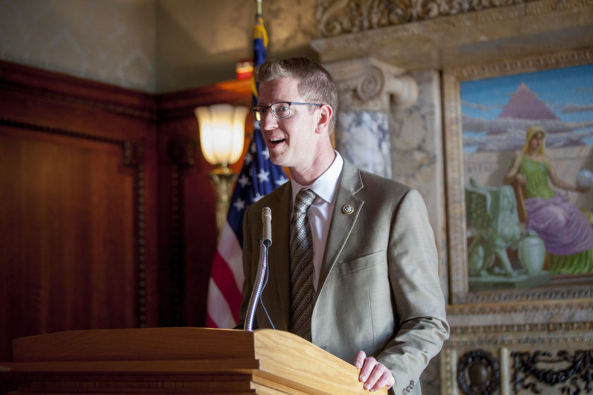 Rep. Derek Kilmer (D-WA) addresses the crowd