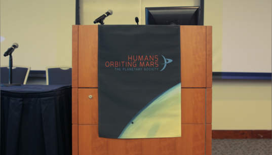 Humans Orbiting Mars workshop podium