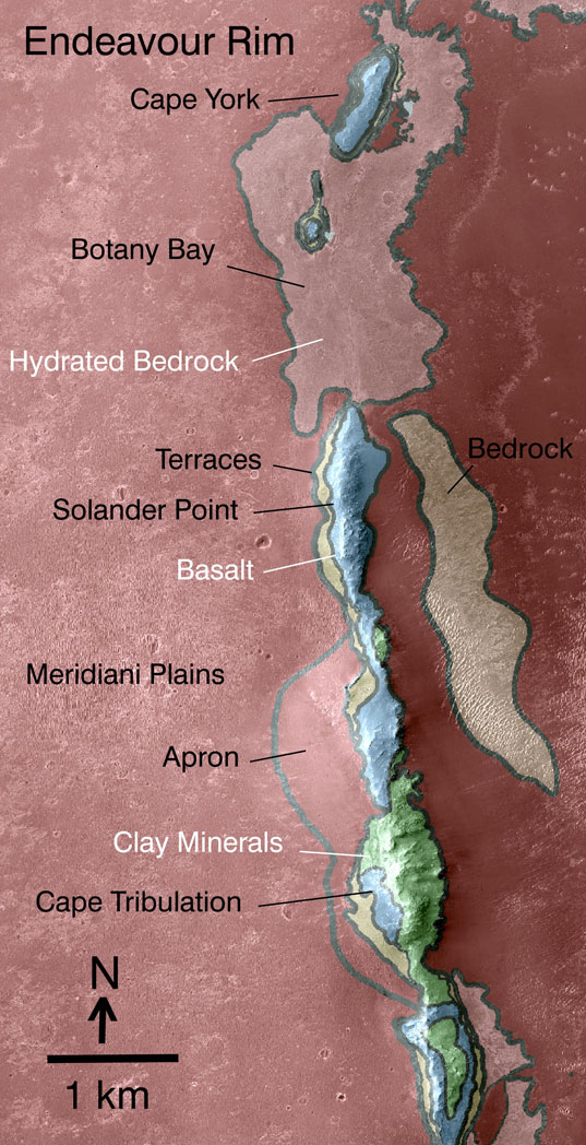 Geologic map of Endeavour's western rim