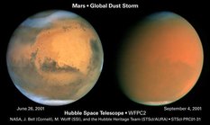 Planet-encircling dust storm of 2001