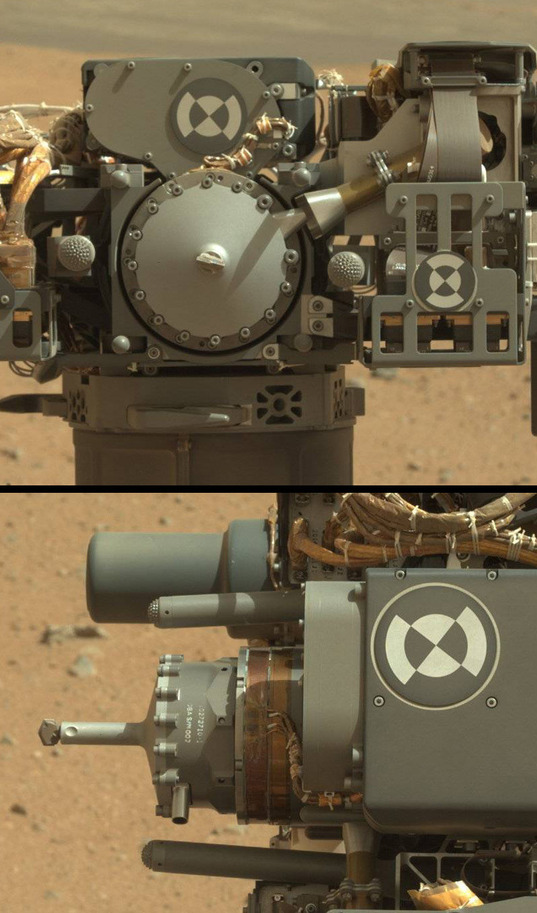 Curiosity's Turret: Drill front and side views