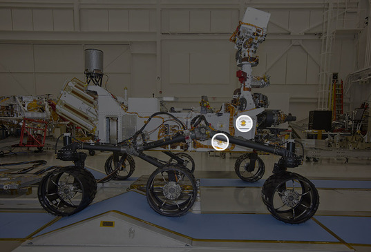 Location of the SAM atmospheric gas inlets on Curiosity