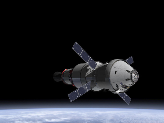 Orion with service module and upper stage