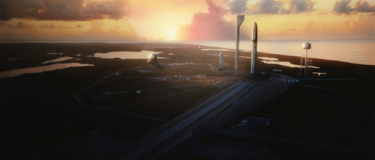 SpaceX interplanetary transport system on launch pad