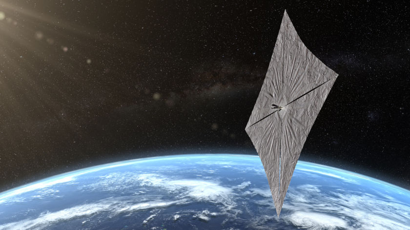LightSail 2 artist concept with Earth behind
