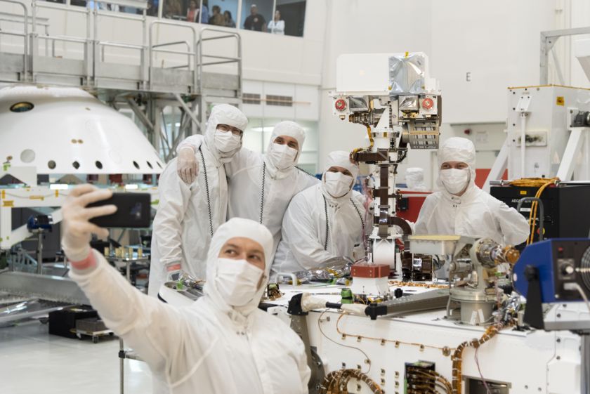 Selfie With Mars 2020 in JPL's High Bay