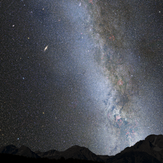 Nighttime Sky View of Future Galaxy Merger: Present Day