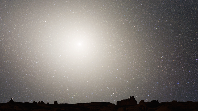 Nighttime Sky View of Future Galaxy Merger: 7 Billion Years