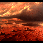 An artist's depiction of an approaching dust storm on Mars, 1976