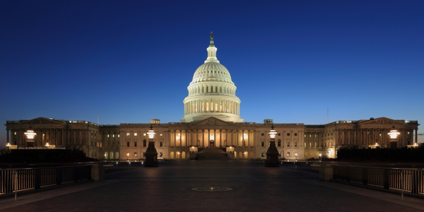 The U.S. Capitol at dusk