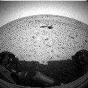 First view from Spirit's front Hazcam after egress, sol 12