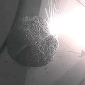 Laser Bees lab ablation of a porous rock sample