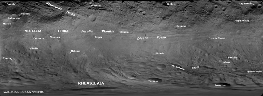 Vesta's place names as of January 2012