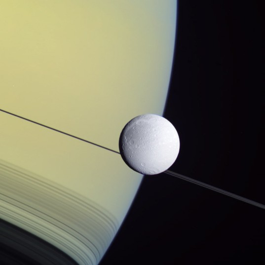 Dione and Saturn, May 2, 2012