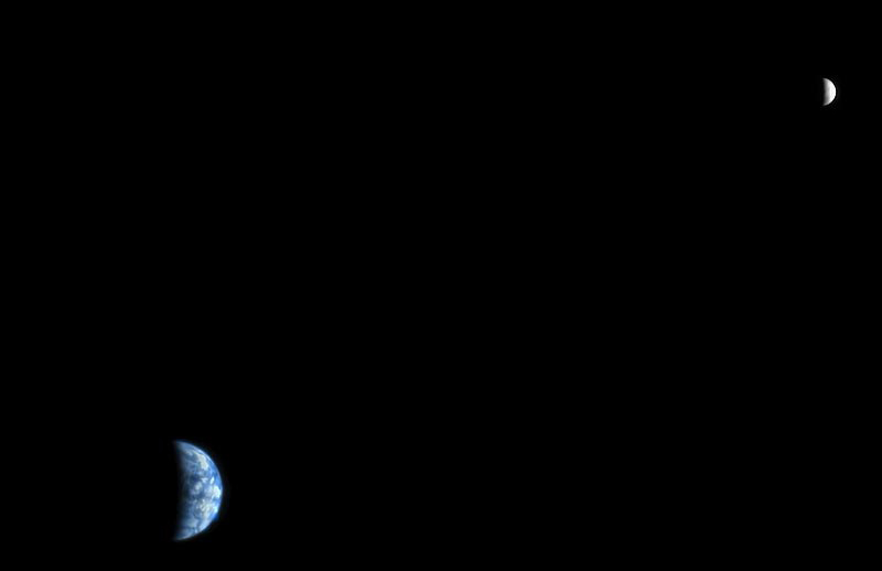 Earth and Moon as Seen from Mars Orbit