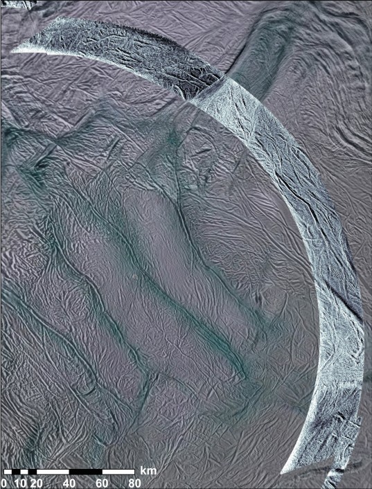First-ever SAR swath on Enceladus