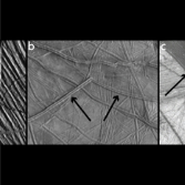 Examples of a trough, ridge, and band on Europa