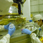 Preparing to mount the DVD on IKAROS