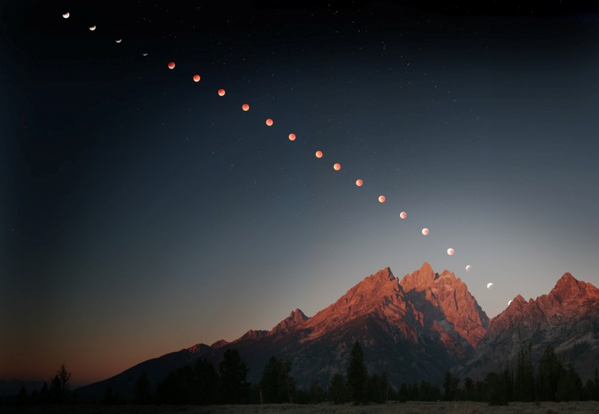Lunar eclipse over the Grand Tetons