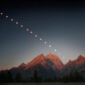 Lunar eclipse over the Grand Tetons