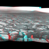 Odyssey Crater, Cape York, and western Endeavour rim, sol 2678 (3D anaglyph)