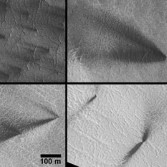 Detailed views of south polar dust fans