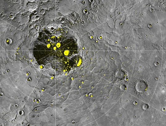 Arecibo's bright pixels fall in permanently shadowed craters