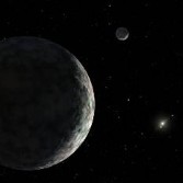 Artist's depiction of Eris and its moon, Dysnomia