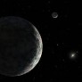 Artist's depiction of Eris and its moon, Dysnomia