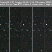 C/2011 W3 (Lovejoy) is shown here in a series of images taken by Rob Kaufman Victoria, Australia.