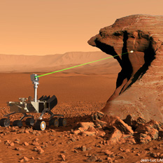 Curiosity artist's concept on Mars Chemcam laser