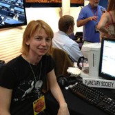 Emily Lakdawalla at JPL for Curiosity's landing, August 5, 2012