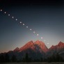 Tyler Nordgren captured this lunar eclipse sequence from his campsite in Grand Teton National Park on the night of August 29, 2007.  He took an exposure of the moon every 10 minutes until it disappeared and the sun lit up the mountains with alpenglow.