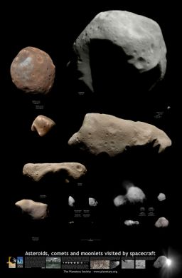 Asteroids, comets, and moonlets visited by spacecraft