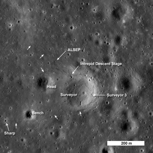 Apollo 12 and Surveyor 3 from Lunar Reconnaissance Orbiter