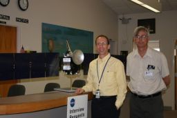 Marc Rayman and Ken Kremer with a model of the Dawn spacecr