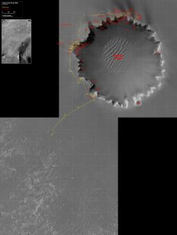 Opportunity route map to sol 1,691