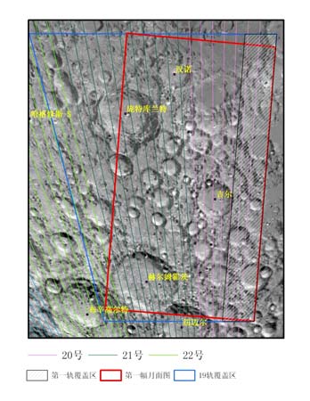 Ground tracks of the image strips in the first Chang'e 1 image