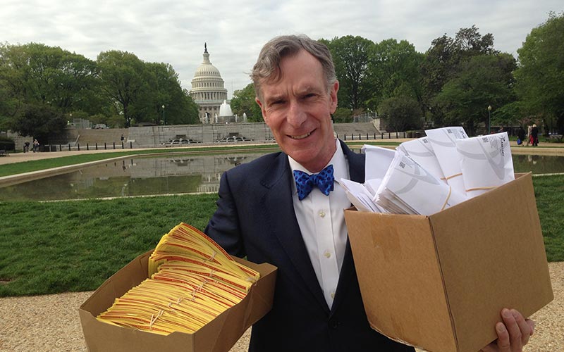 Bill Nye with petitions