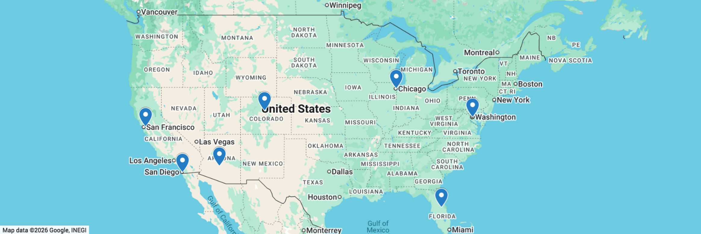 Map showing locations