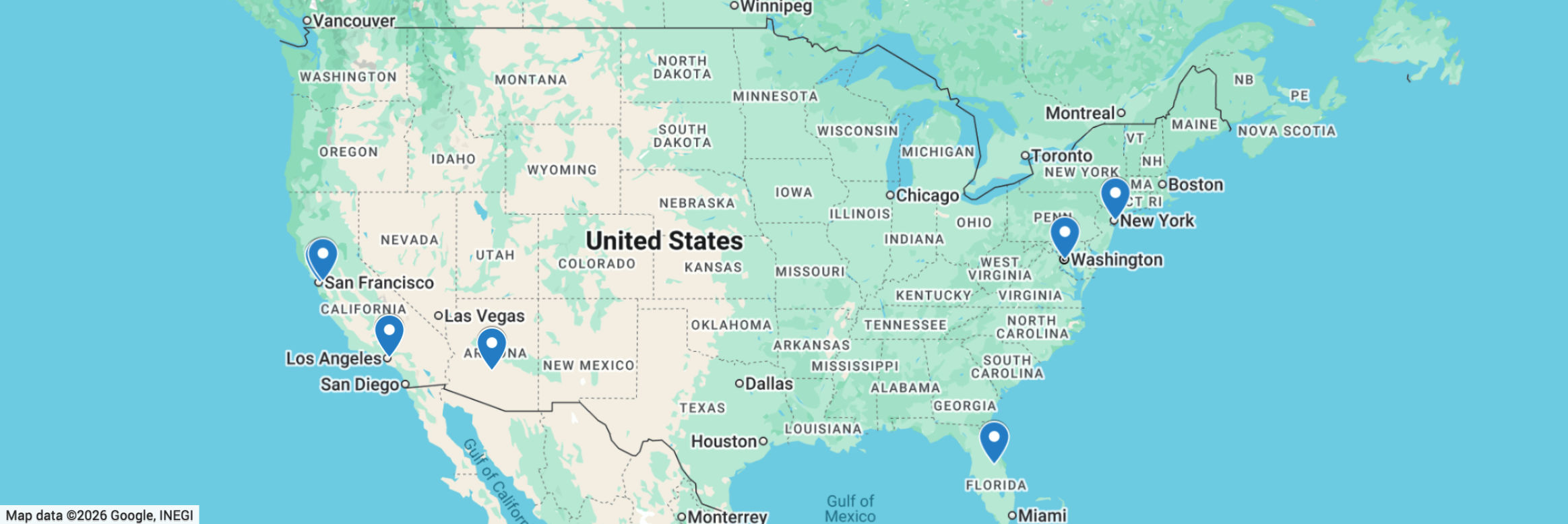 Map showing locations