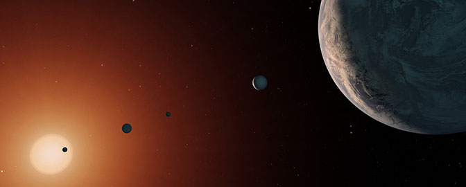 artist concept of TRAPPIST-1 exoplanetary system