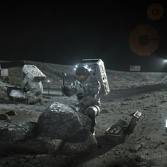 Artemis astronaut on moon