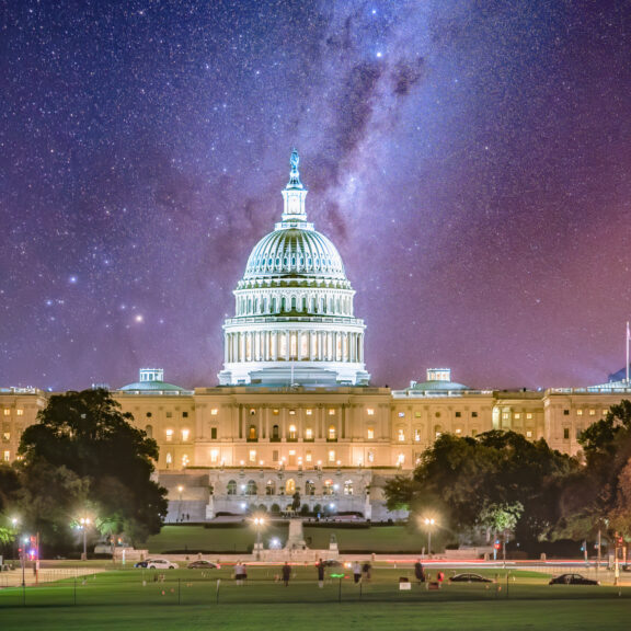 US Capitol Building with starry night Adobe Stock 409965442