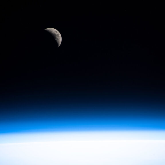 Crescent moon from iss nasa