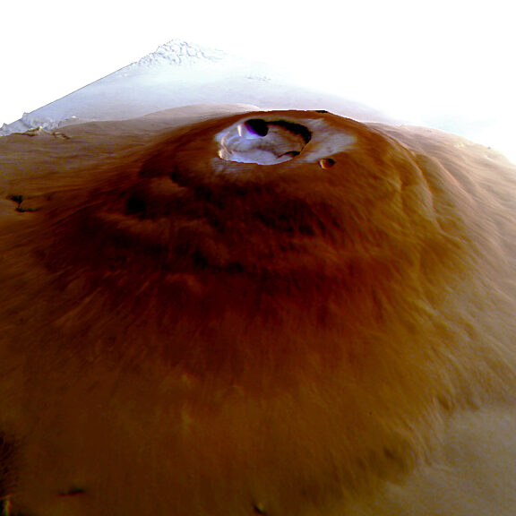 Frosty olympus mons perspective view