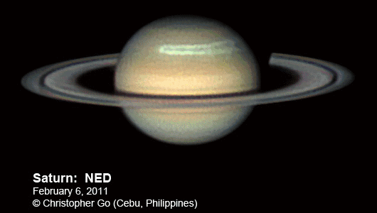Saturn's northern storm on Feb. 6, 2011